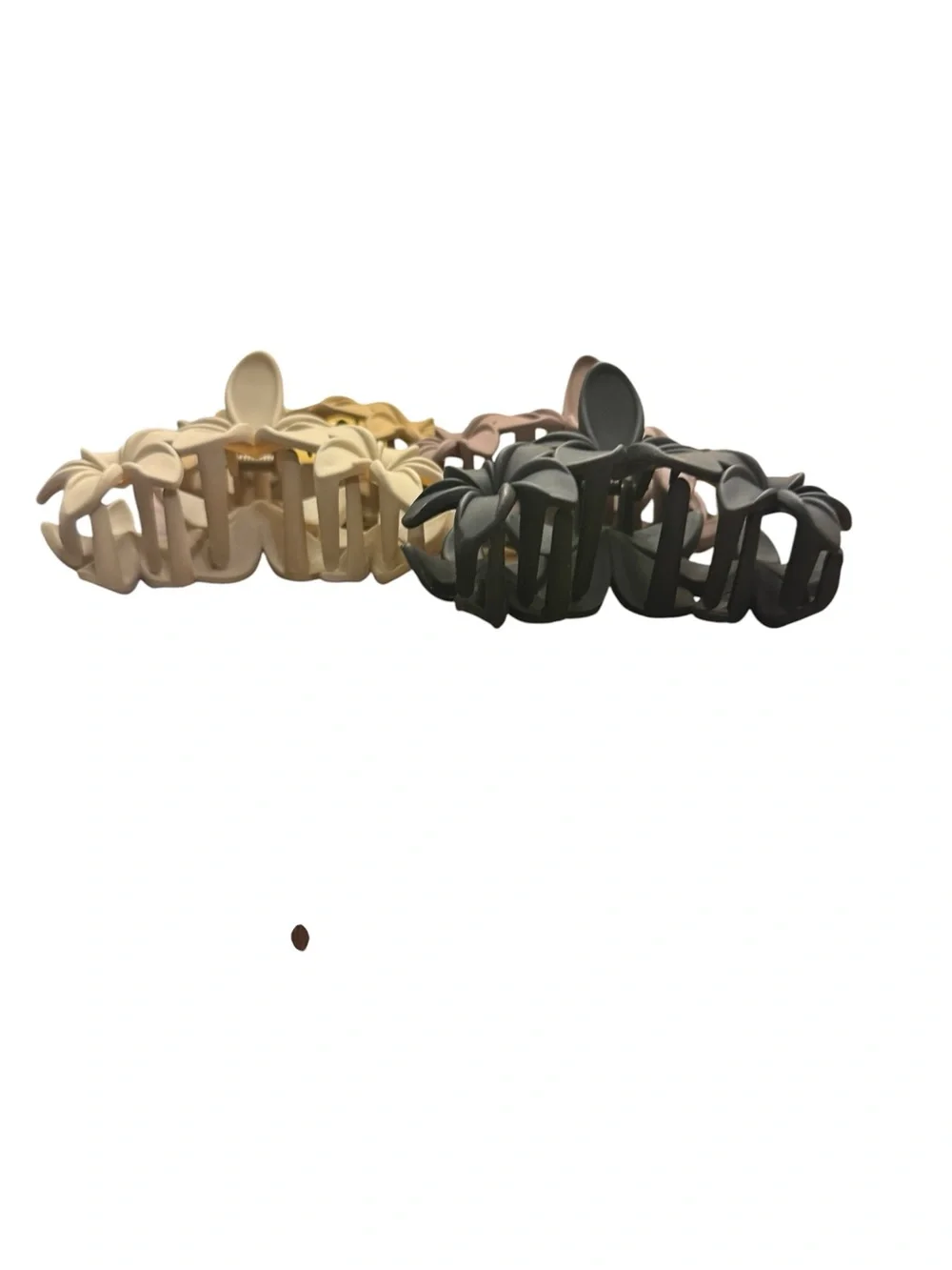 Set of 4 floral Hair Clips - ivory, tan, black, brown